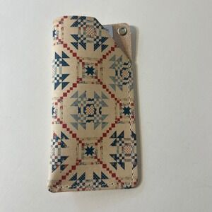 Riley Blake Leather Rotary Sheath Folksy Americana Cream‎ Blue 3 x 6" STLR-46822